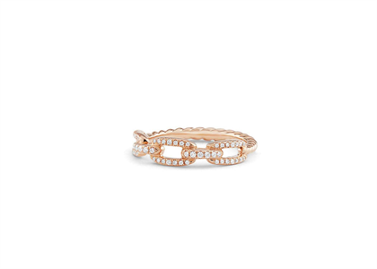 Rose Gold Plated CZ Studded Ladies Twisted Ring